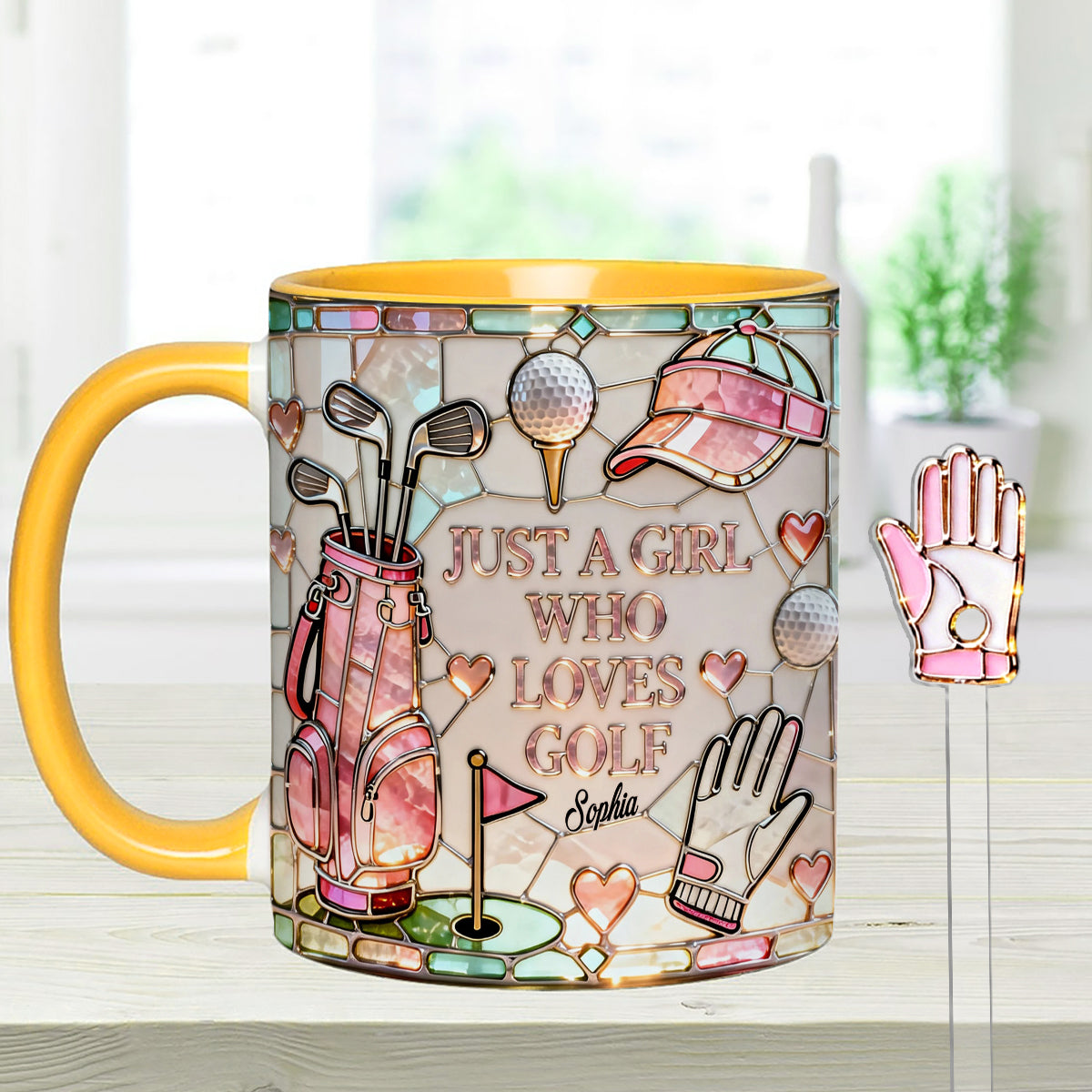 Just A Girl Who Loves Golf - Personalized Golf Set Accent Mug with Acrylic Stirrers