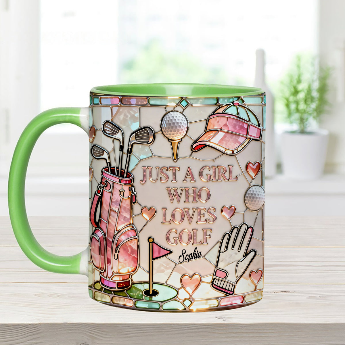 Just A Girl Who Loves Golf - Personalized Golf Set Accent Mug with Acrylic Stirrers
