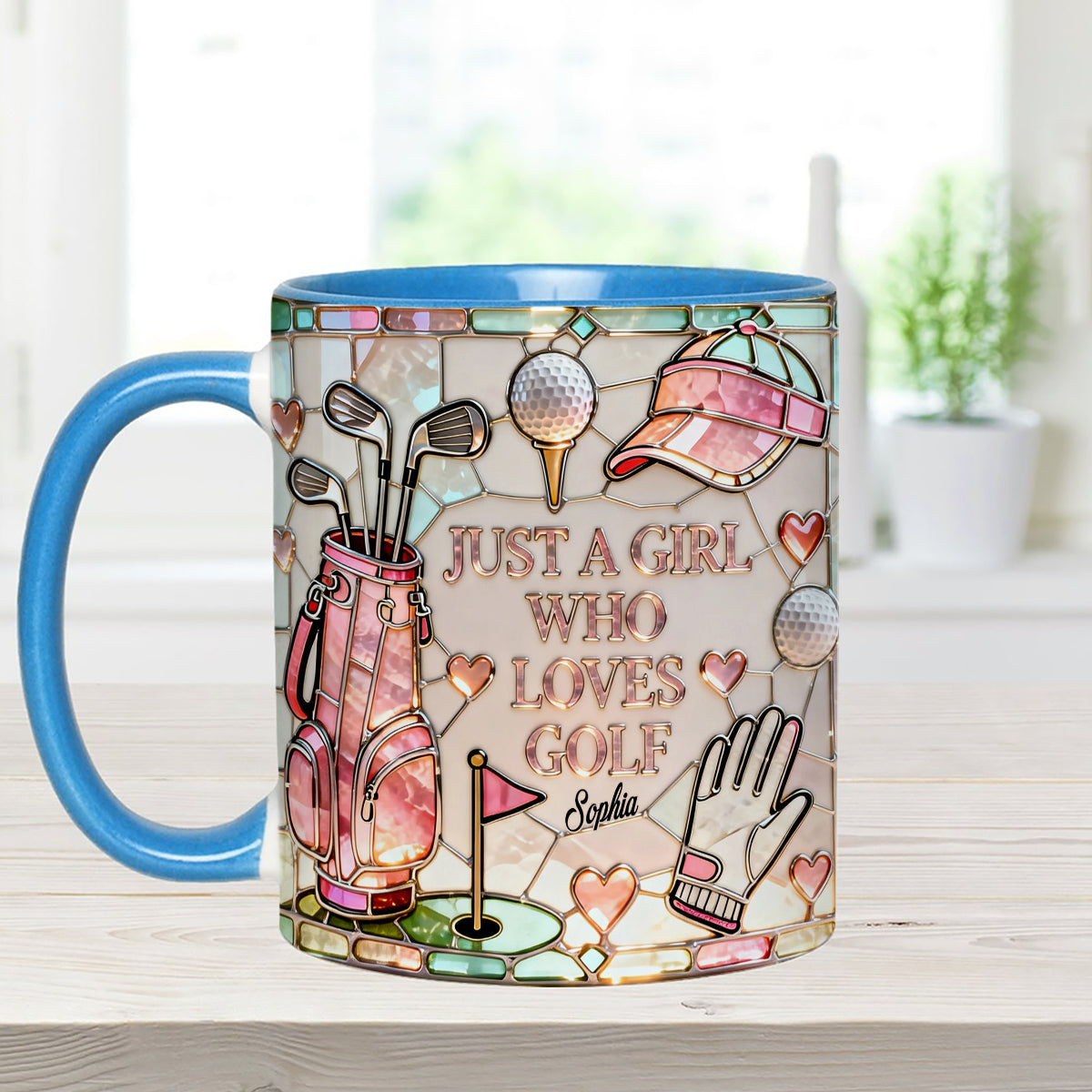Just A Girl Who Loves Golf - Personalized Golf Set Accent Mug with Acrylic Stirrers