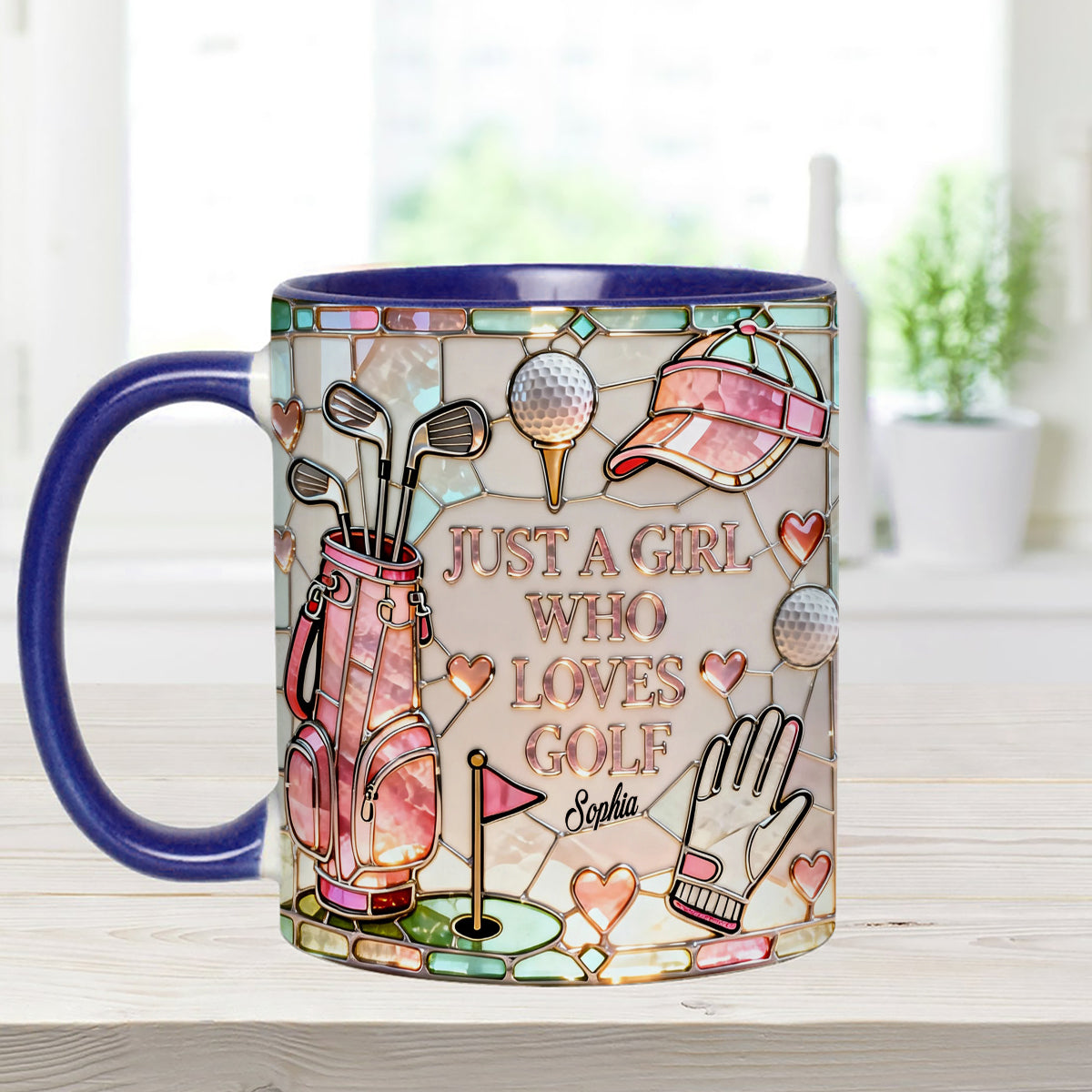 Just A Girl Who Loves Golf - Personalized Golf Set Accent Mug with Acrylic Stirrers