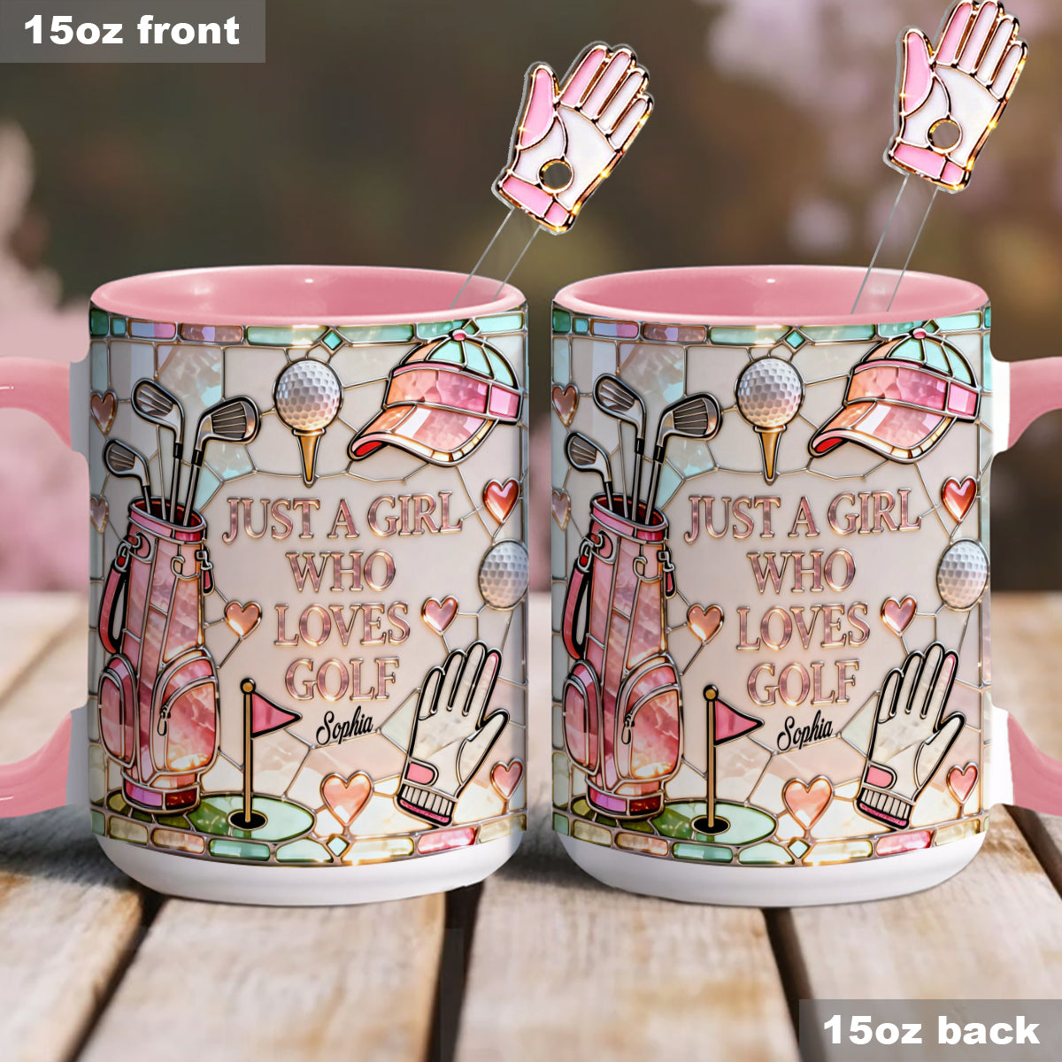 Just A Girl Who Loves Golf - Personalized Golf Set Accent Mug with Acrylic Stirrers