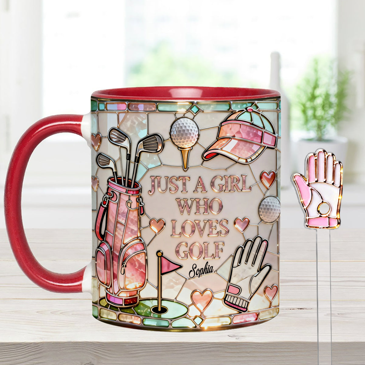 Just A Girl Who Loves Golf - Personalized Golf Set Accent Mug with Acrylic Stirrers
