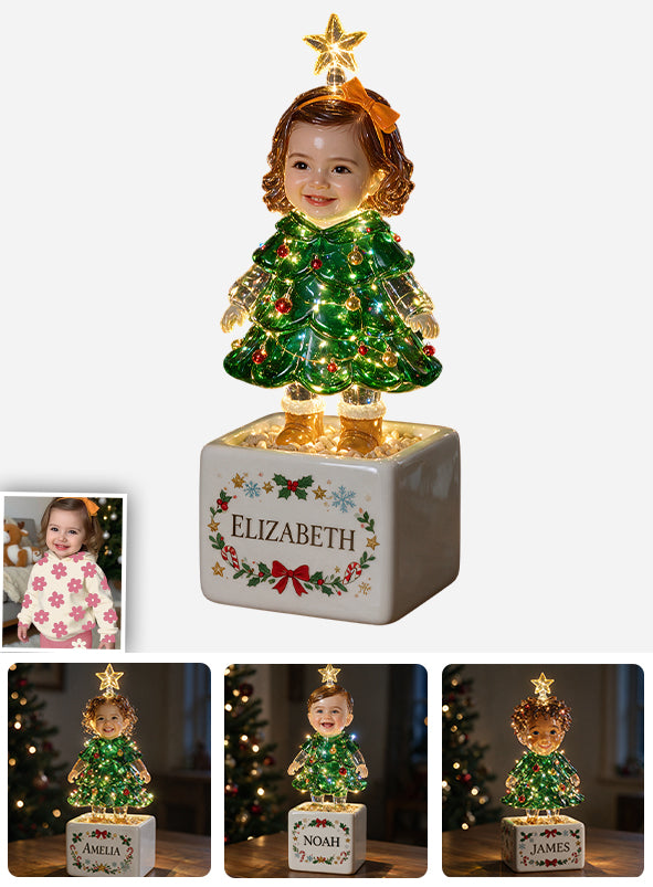 Cute Christmas Tree - Personalized Kid LED Light Ceramic Pot