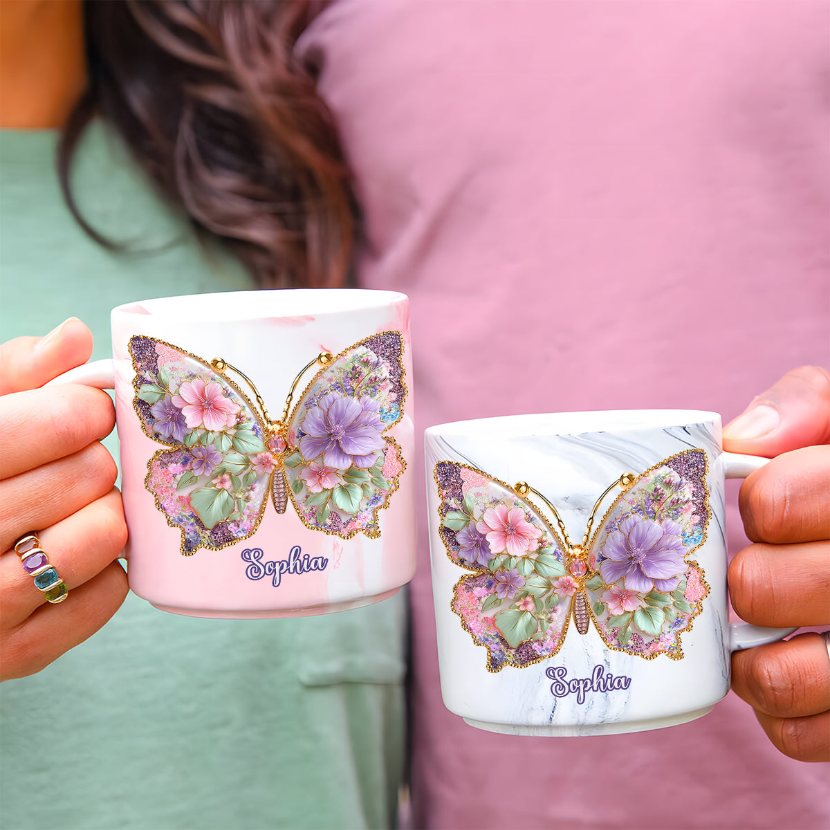 Love Butterfly - Personalized Butterfly Marble Mug