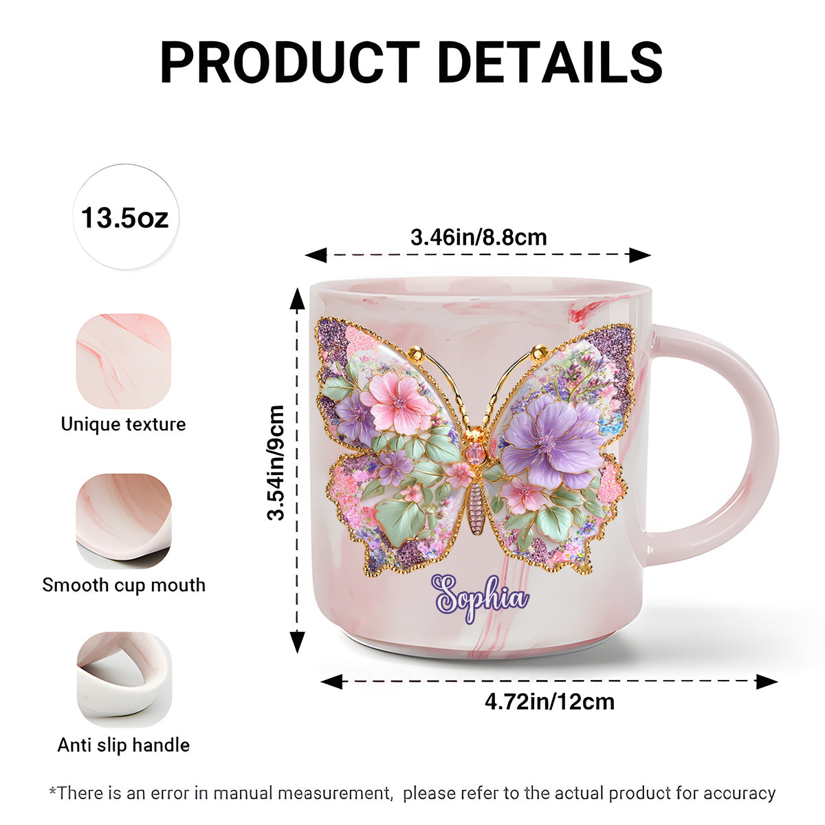 Love Butterfly - Personalized Butterfly Marble Mug