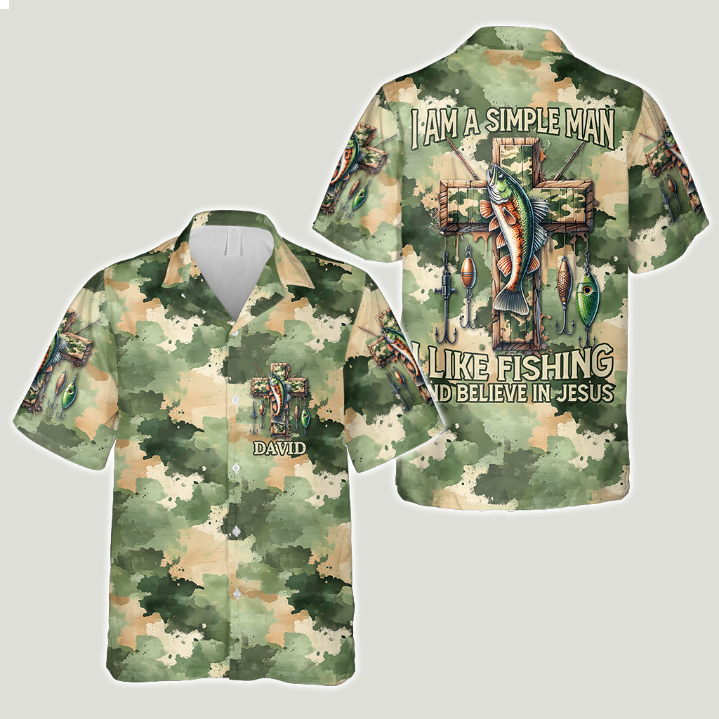 I Like Fishing And Believe In God - Personalized Fishing Hawaiian Shirt