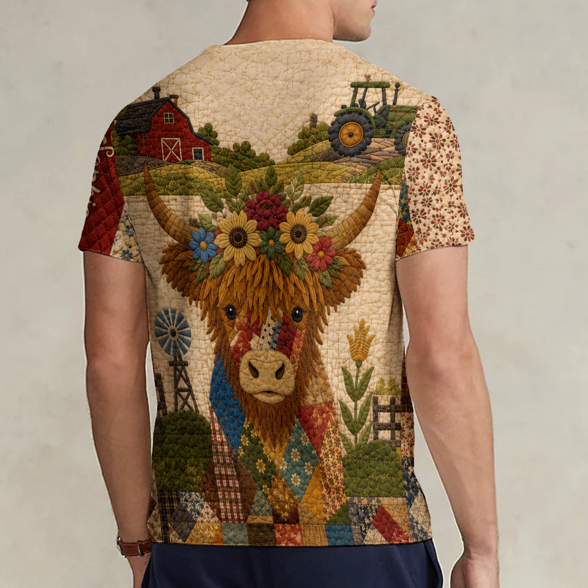 Highland Cow, Autumn Vibes - Personalized Highland Cow Fully Printed V-Neck T-Shirt