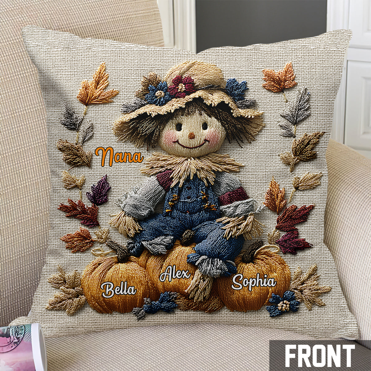 Nana's Little Pumpkins - Personalized Grandma Throw Pillow