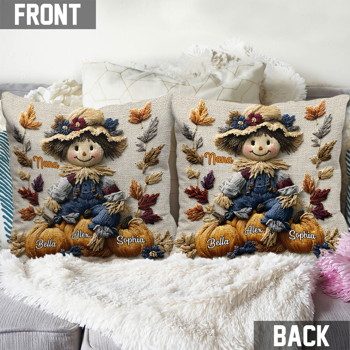 Nana's Little Pumpkins - Personalized Grandma Throw Pillow