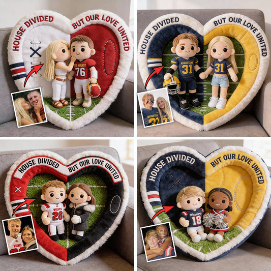 Football House Divided - Personalized Football Faux Fur Shaped Pillow