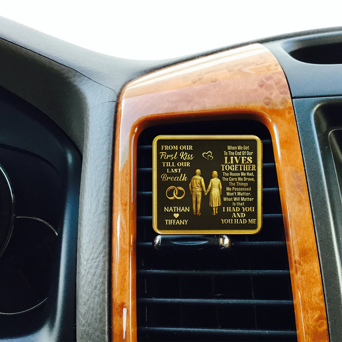 From Our First Kiss - Personalized Couple Shaped Car Visor Clip