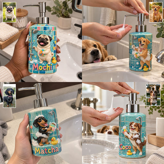 Bath Time - Personalized Dog Ceramic Pump Dispenser