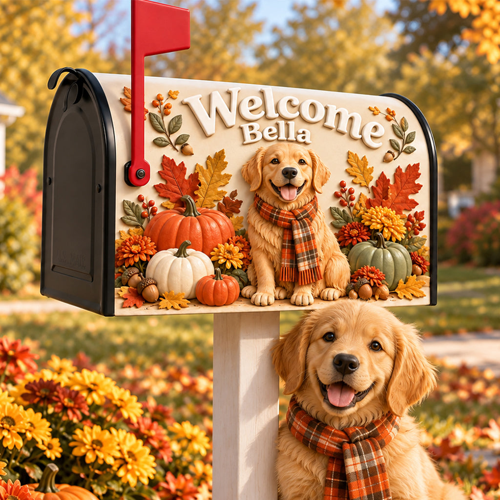 Autumn Pet Mailbox Cover - Personalized Dog Dishwasher Cover