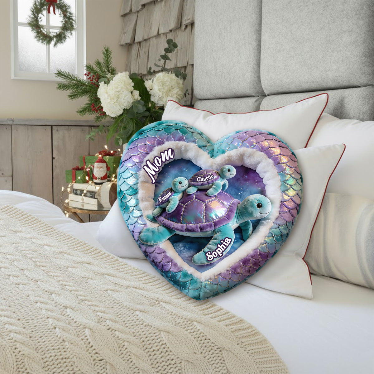 Nana Turtle Gift For Mom Grandma - Personalized Grandma Faux Fur Shaped Pillow