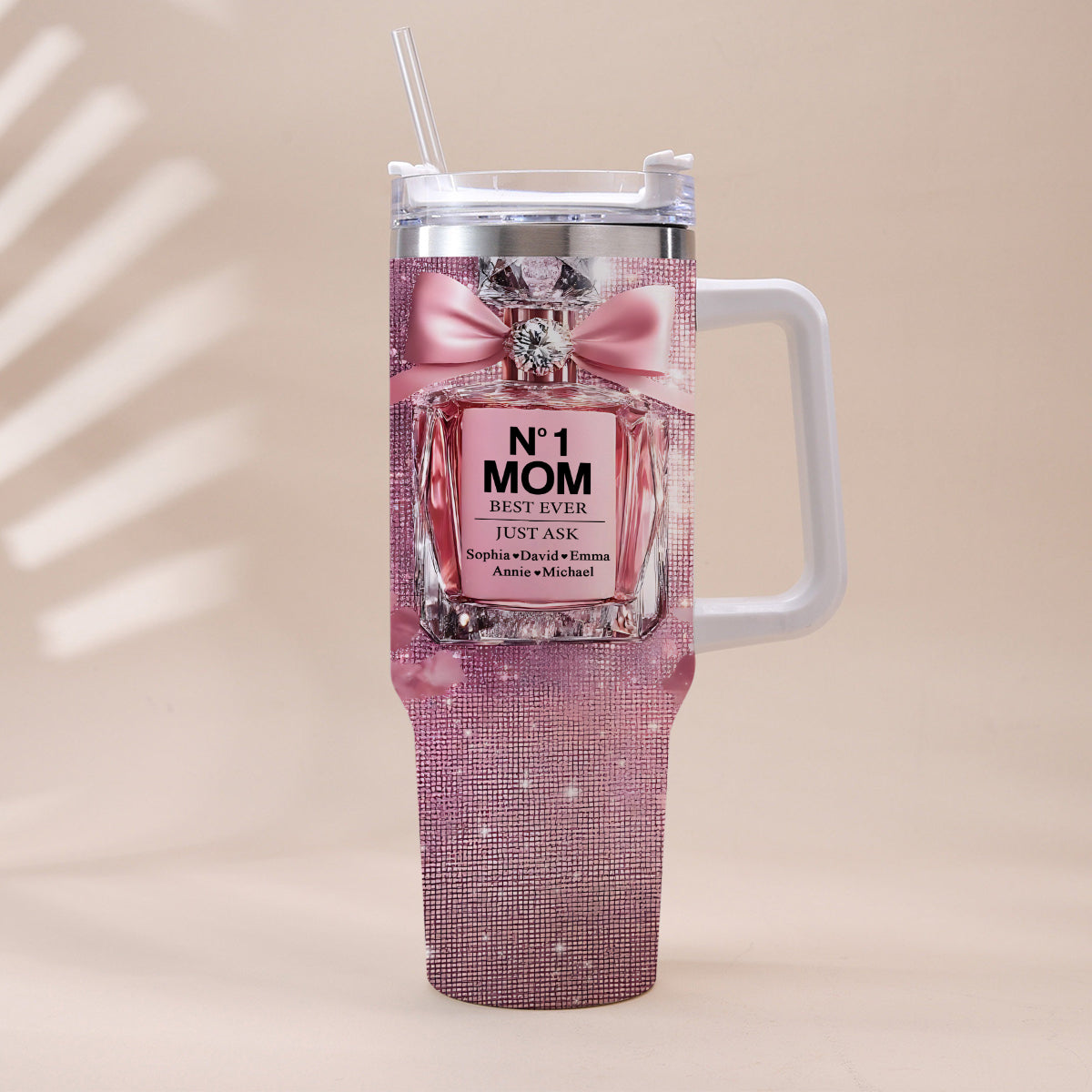 No1 Mom Ever - Personalized Mother Tumbler With Handle