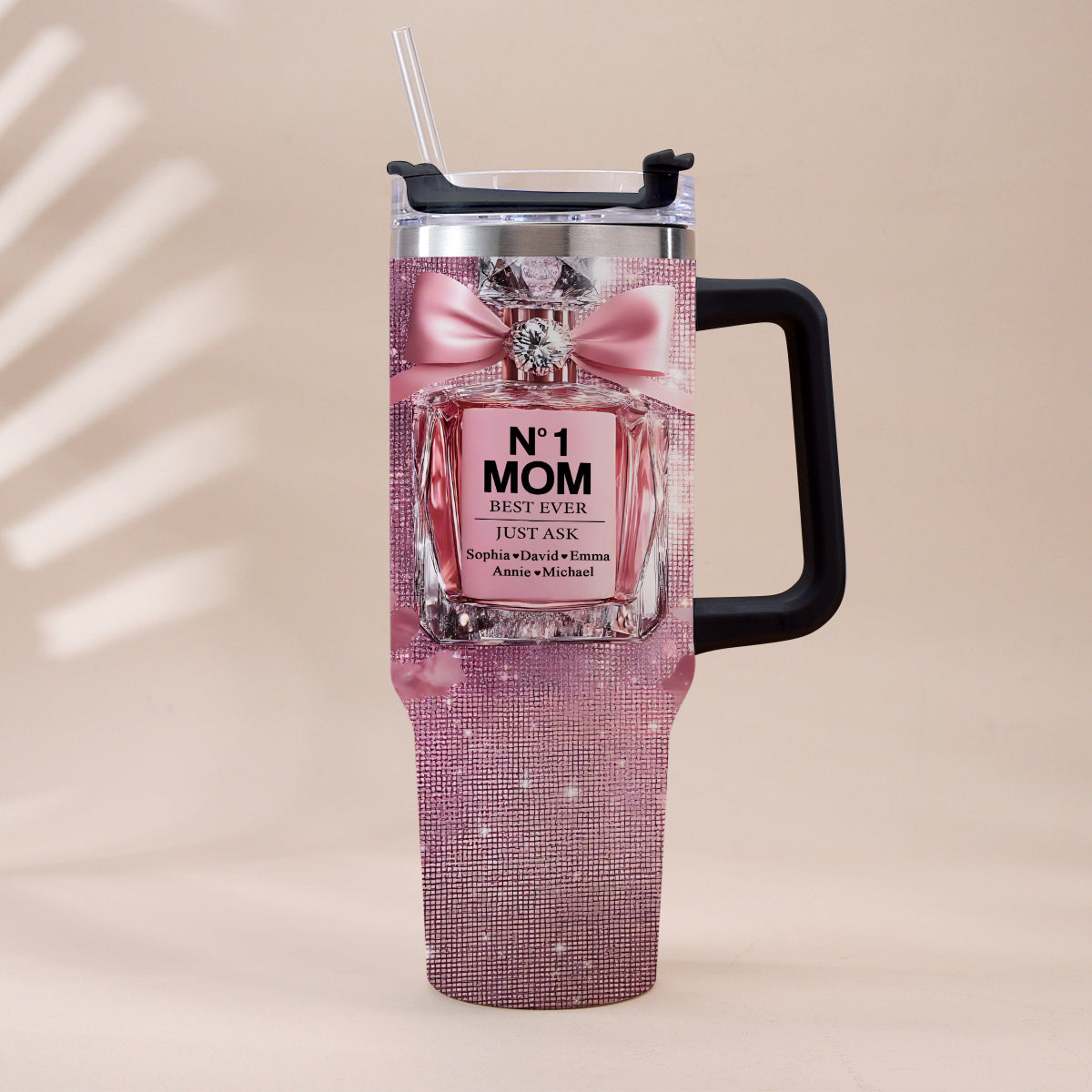 No1 Mom Ever - Personalized Mother Tumbler With Handle