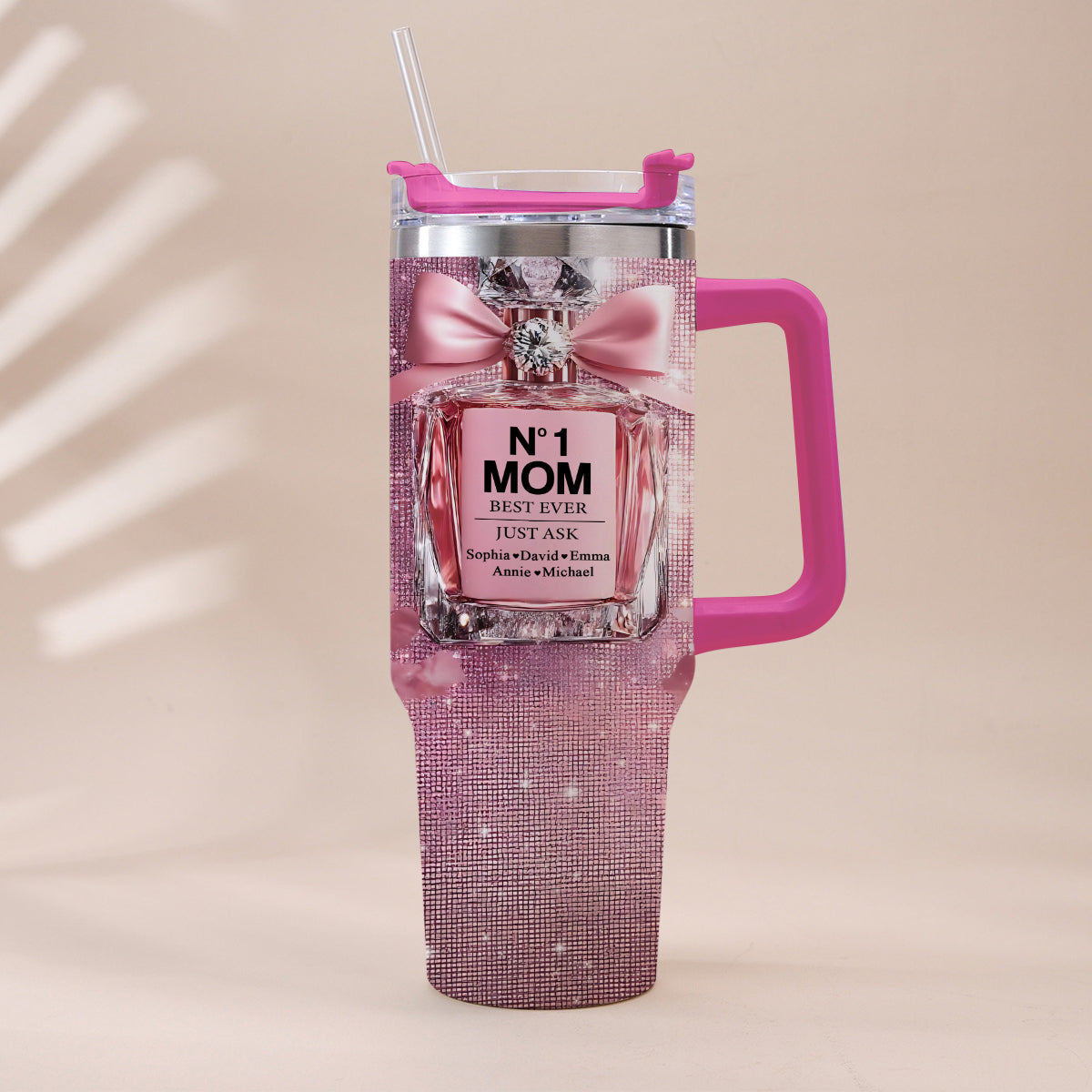 No1 Mom Ever - Personalized Mother Tumbler With Handle