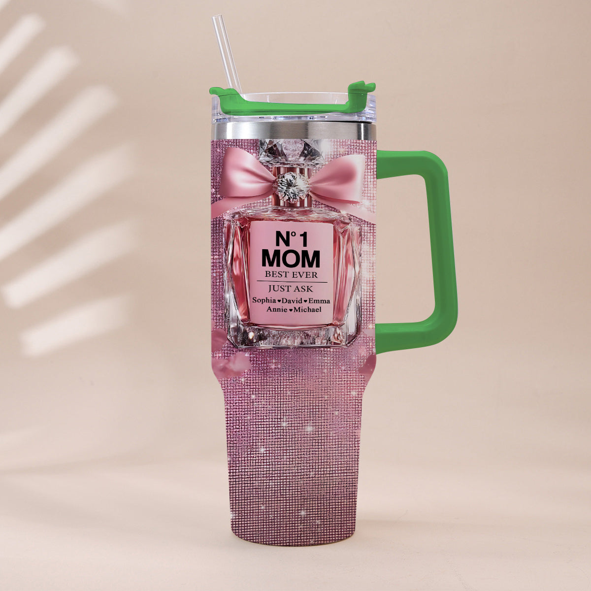 No1 Mom Ever - Personalized Mother Tumbler With Handle