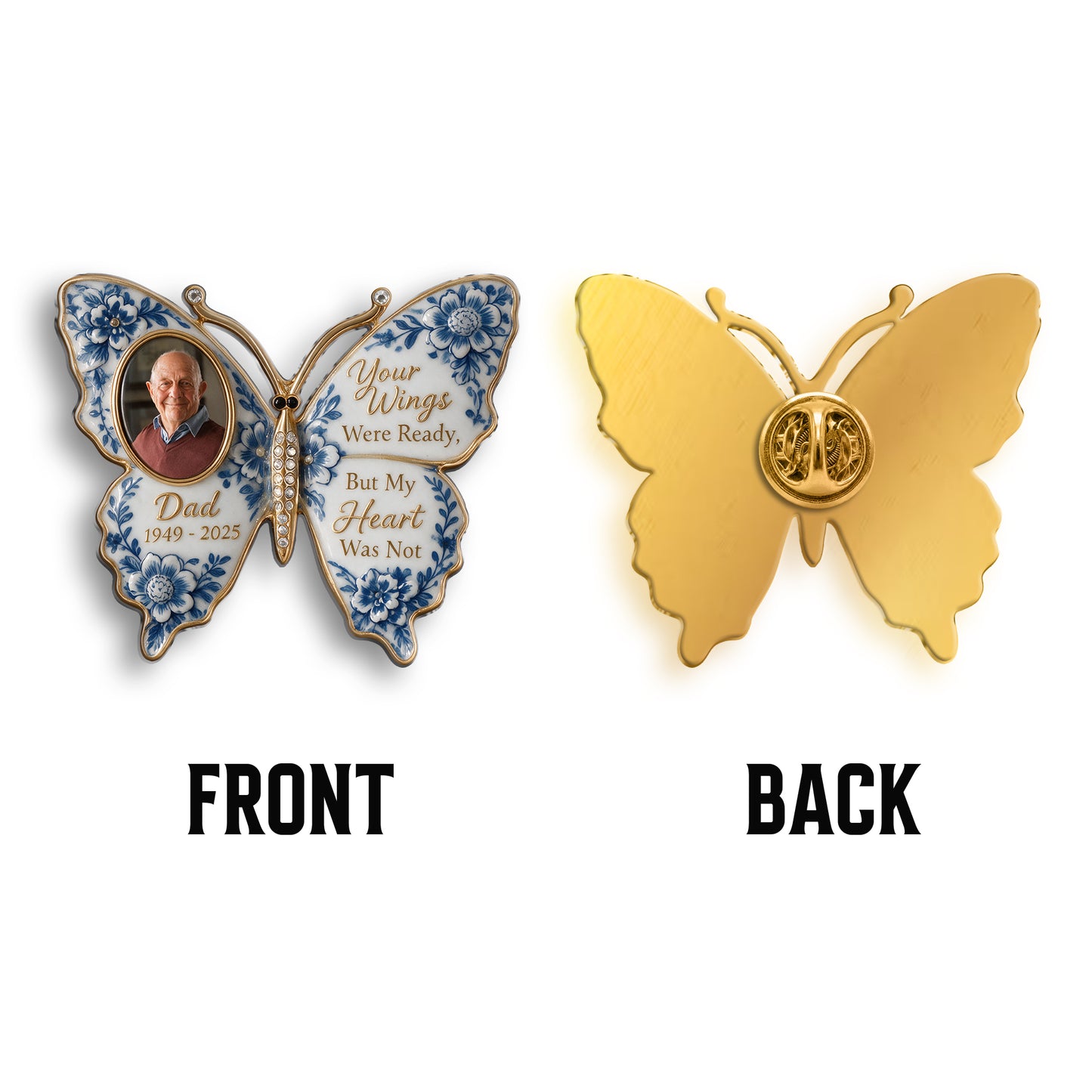 Your Wings Were Ready, But My Heart Was Not - Personalized Memorial 3D Embossed Enamel Pin