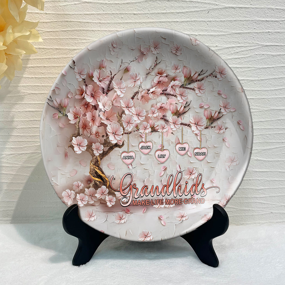 Grandkids Make Life More Grand - Personalized Grandma Ceramic Round Plate
