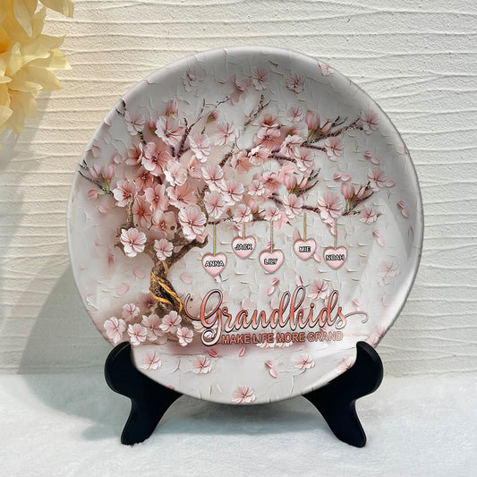 Grandkids Make Life More Grand - Personalized Grandma Ceramic Round Plate