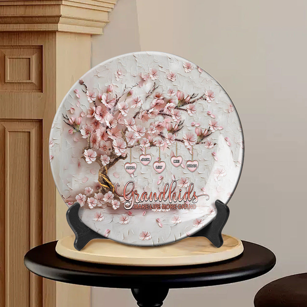 Grandkids Make Life More Grand - Personalized Grandma Ceramic Round Plate