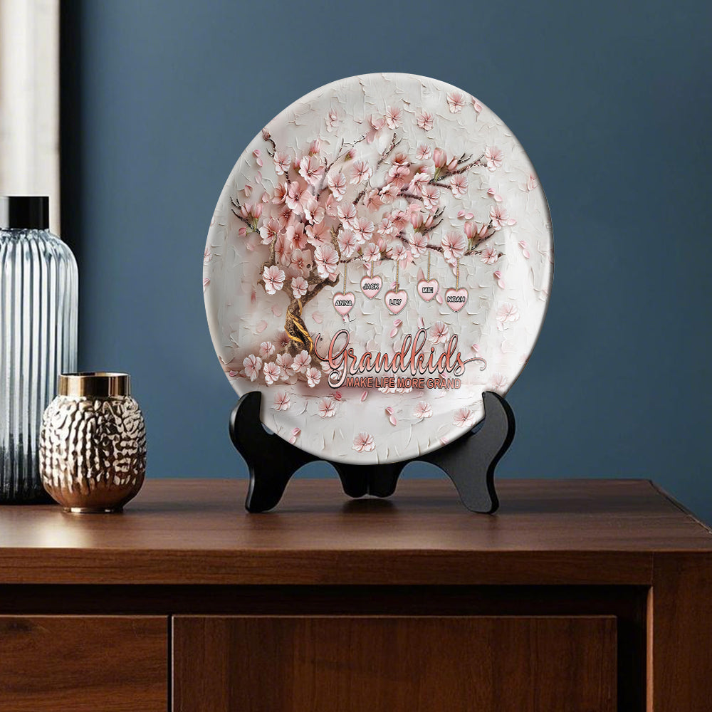 Grandkids Make Life More Grand - Personalized Grandma Ceramic Round Plate