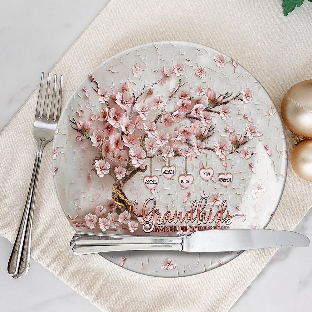 Grandkids Make Life More Grand - Personalized Grandma Ceramic Round Plate