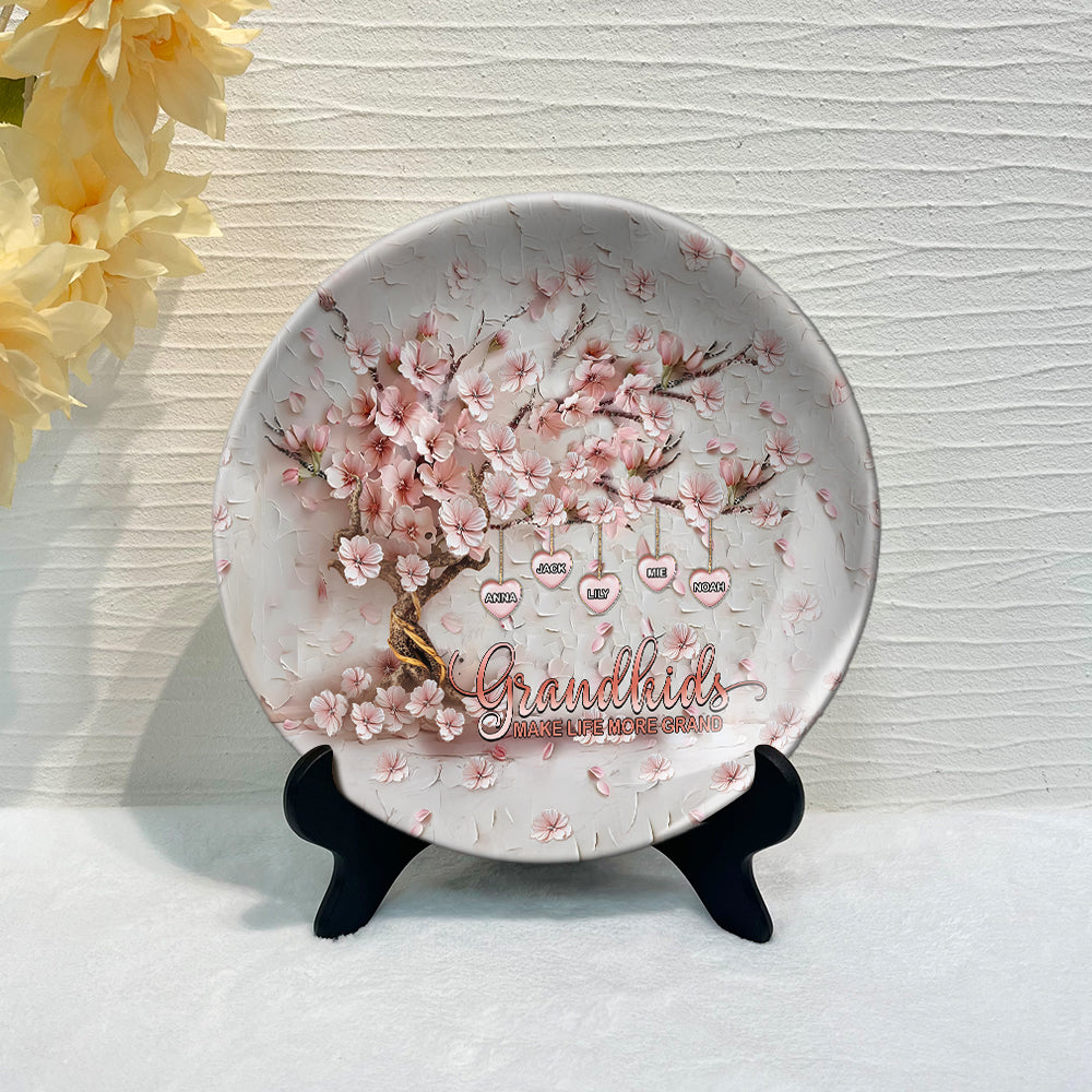 Grandkids Make Life More Grand - Personalized Grandma Ceramic Round Plate