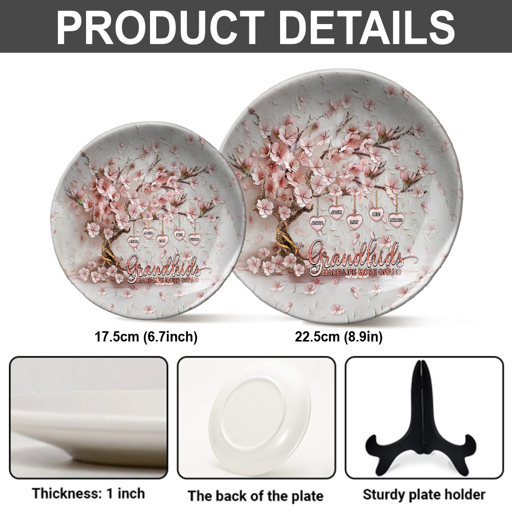 Grandkids Make Life More Grand - Personalized Grandma Ceramic Round Plate