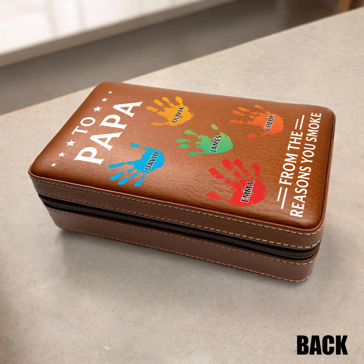 To Dad From The Reasons You Smoke - Personalized Father Travel Cigar Humidor Case