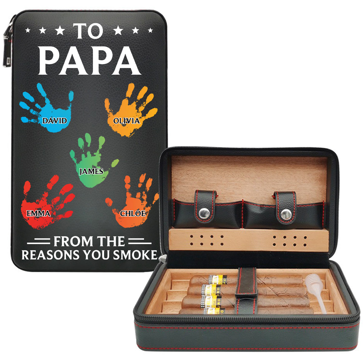 To Dad From The Reasons You Smoke - Personalized Father Travel Cigar Humidor Case
