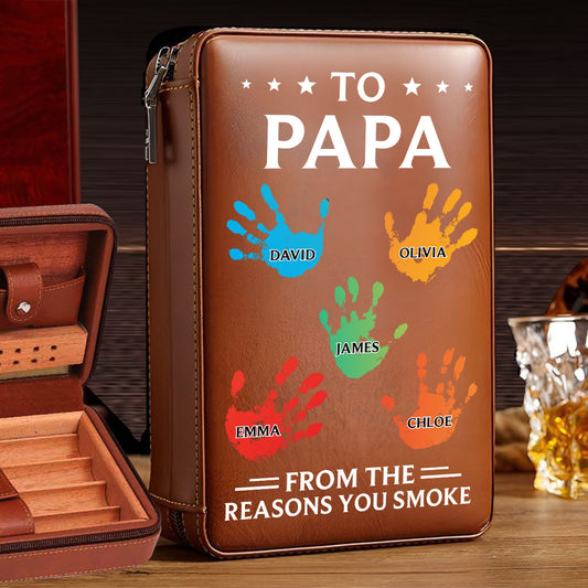 To Dad From The Reasons You Smoke - Personalized Father Travel Cigar Humidor Case