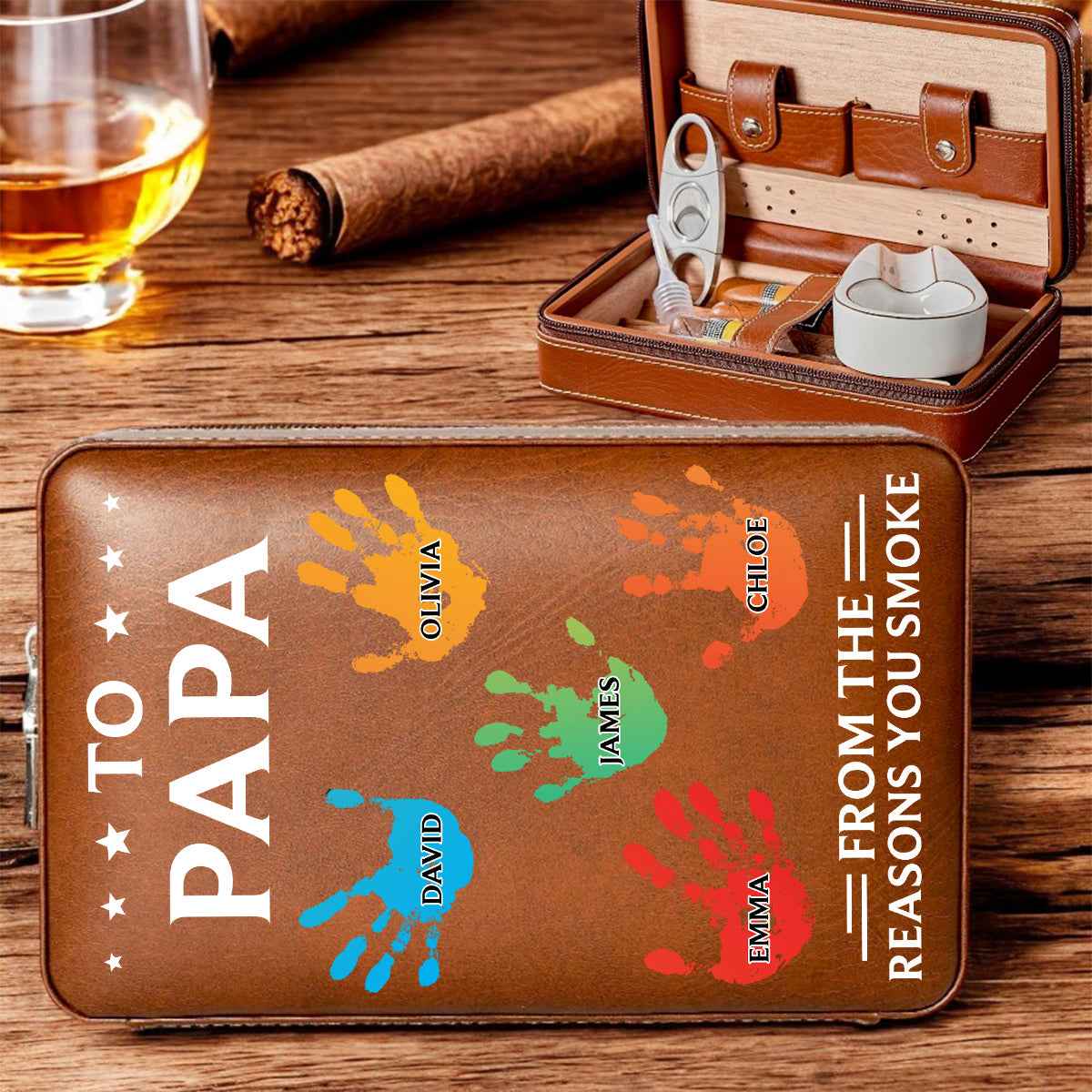 To Dad From The Reasons You Smoke - Personalized Father Travel Cigar Humidor Case