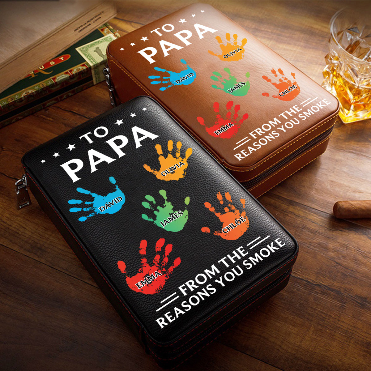 To Dad From The Reasons You Smoke - Personalized Father Travel Cigar Humidor Case