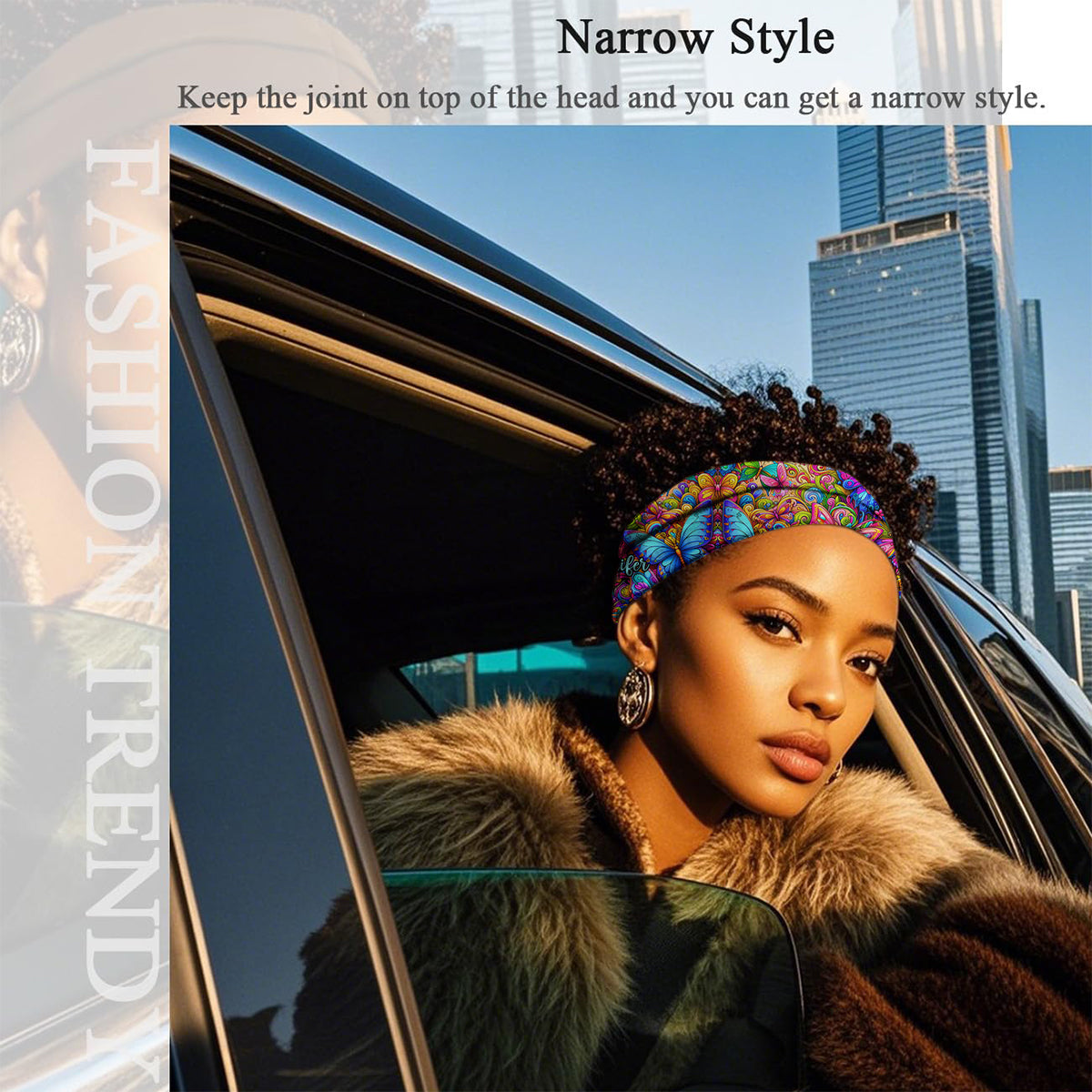 Colorful Butterfly Pattern - Personalized Hippie Unisex Headband/ Turban