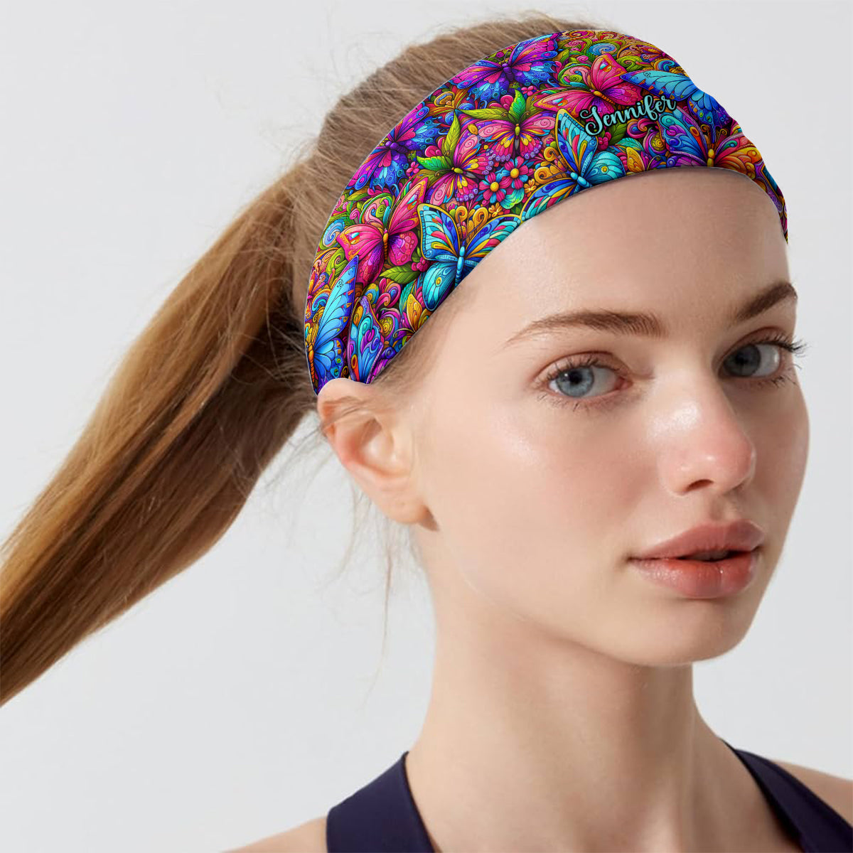 Colorful Butterfly Pattern - Personalized Hippie Unisex Headband/ Turban