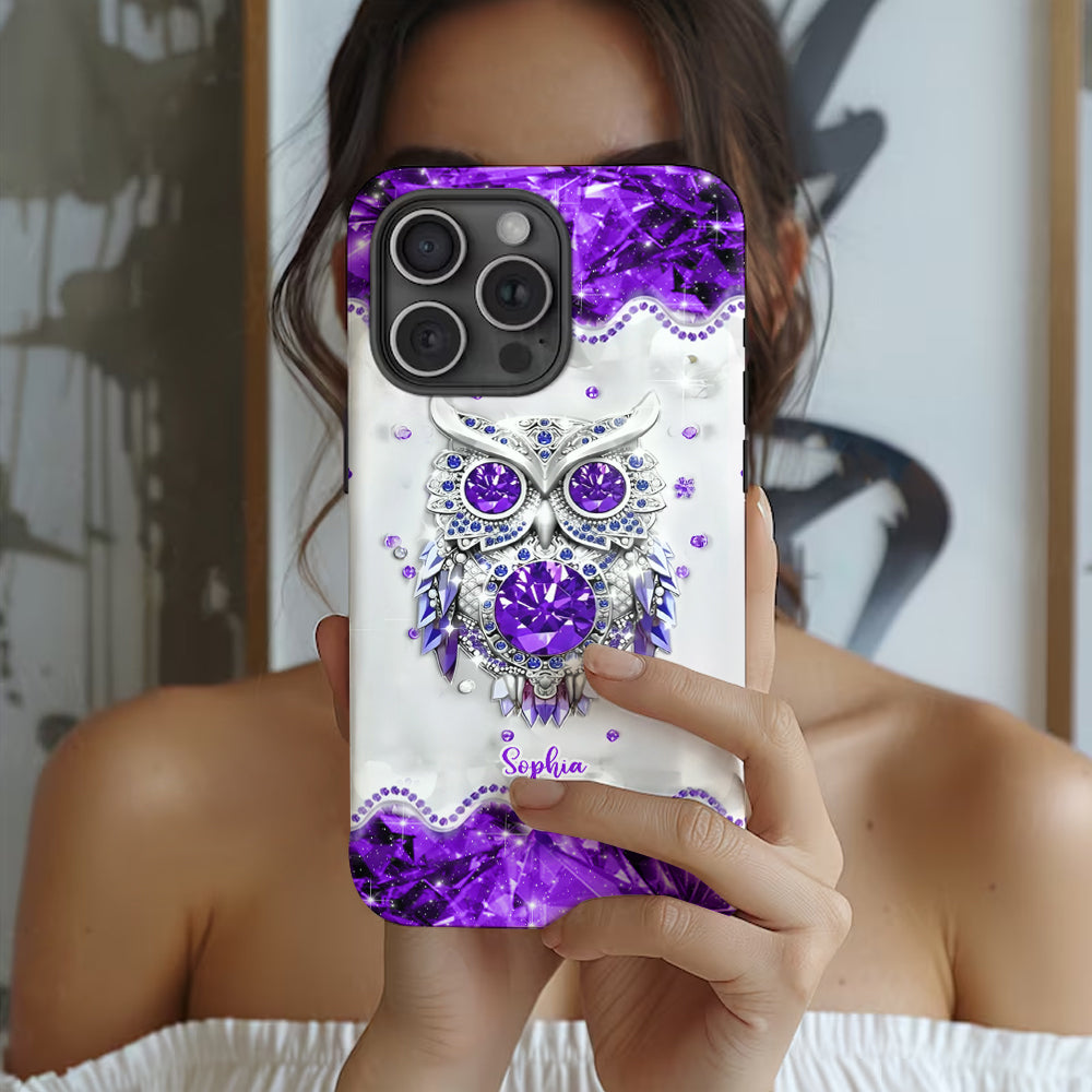 Purple Owl - Personalized Owl Full Print Phone Case