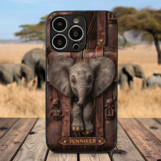 Just A Girl Who Loves Elephant - Personalized Elephant Leather Phone Case