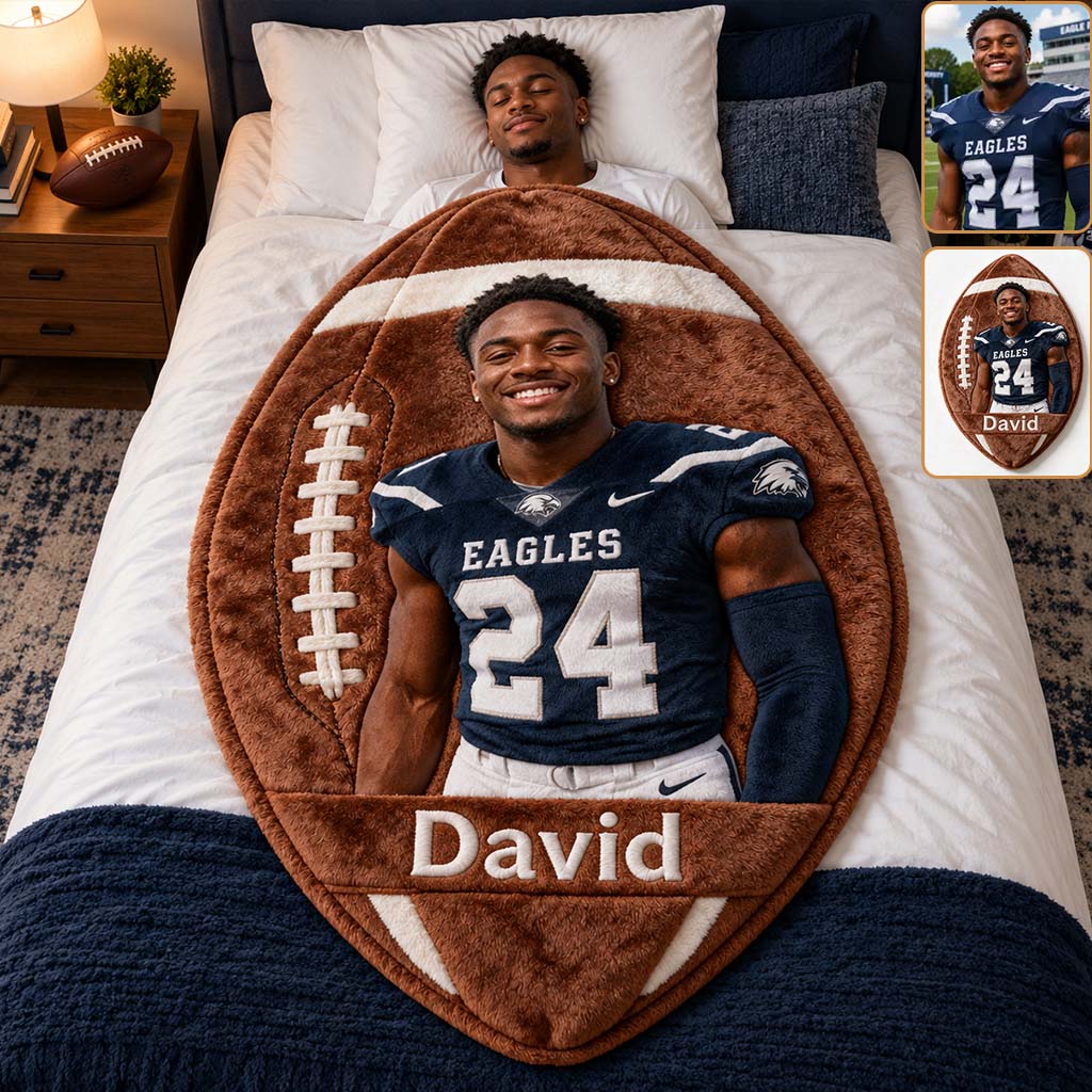 Any Sport Any Ball - Personalized Football Shaped Fleece Blanket