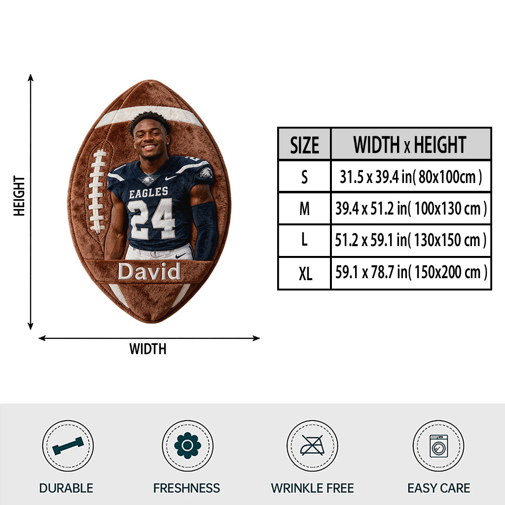Any Sport Any Ball - Personalized Football Shaped Fleece Blanket