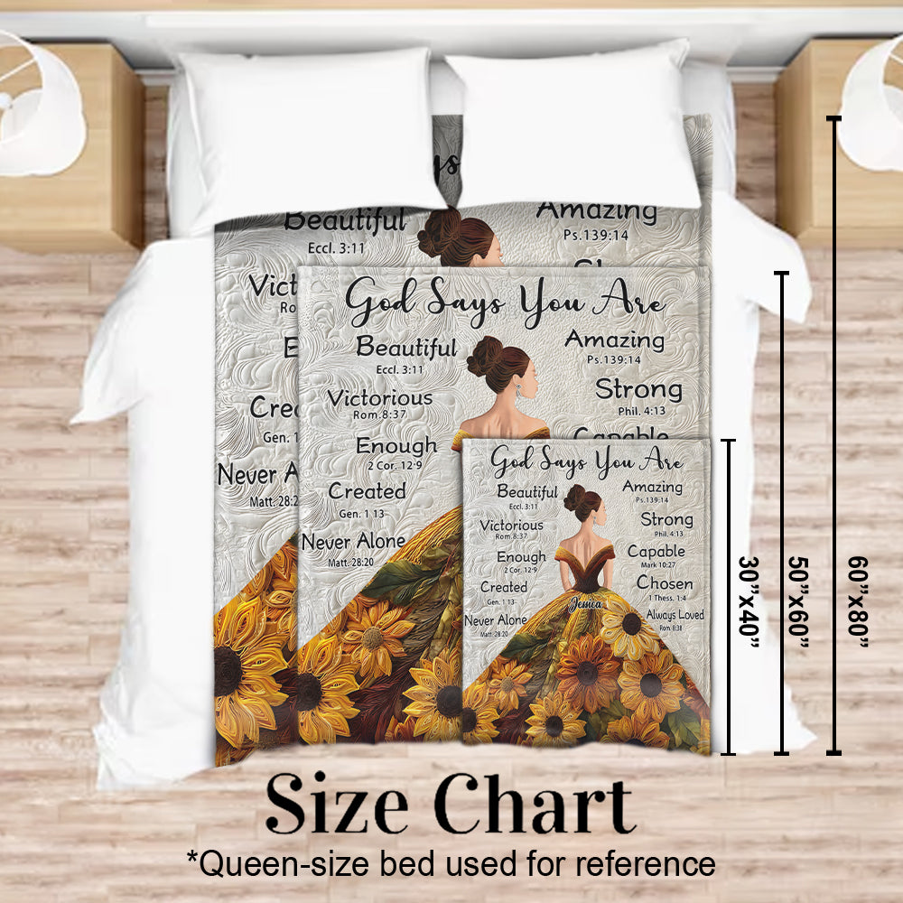 God Says You Are - Personalized African American Blanket