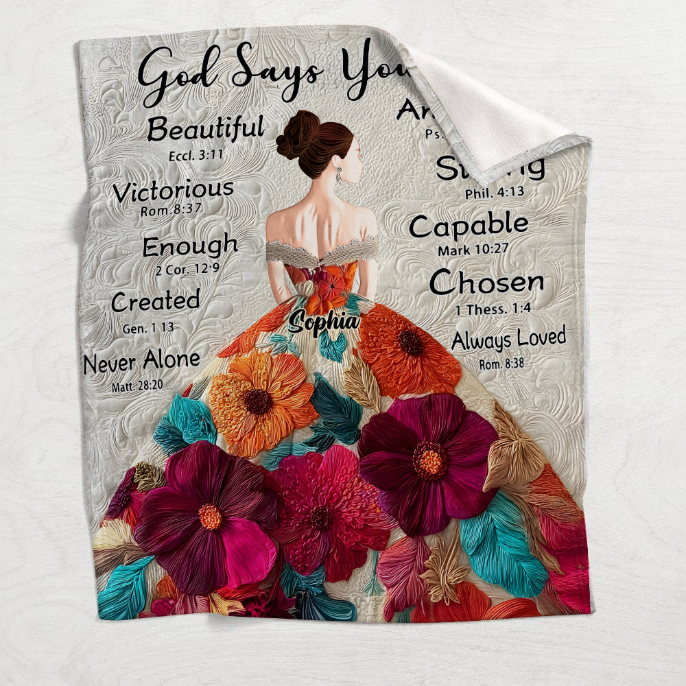 God Says You Are Enough - Personalized Christian Blanket
