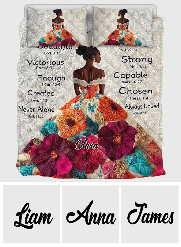 God Says You Are - Personalized African American Quilt Set