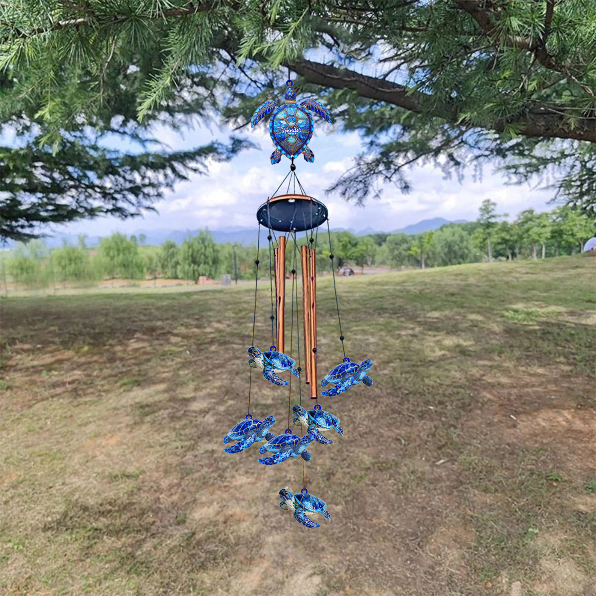 Love Sea Turtles - Personalized Turtle Wind Chime With Charms