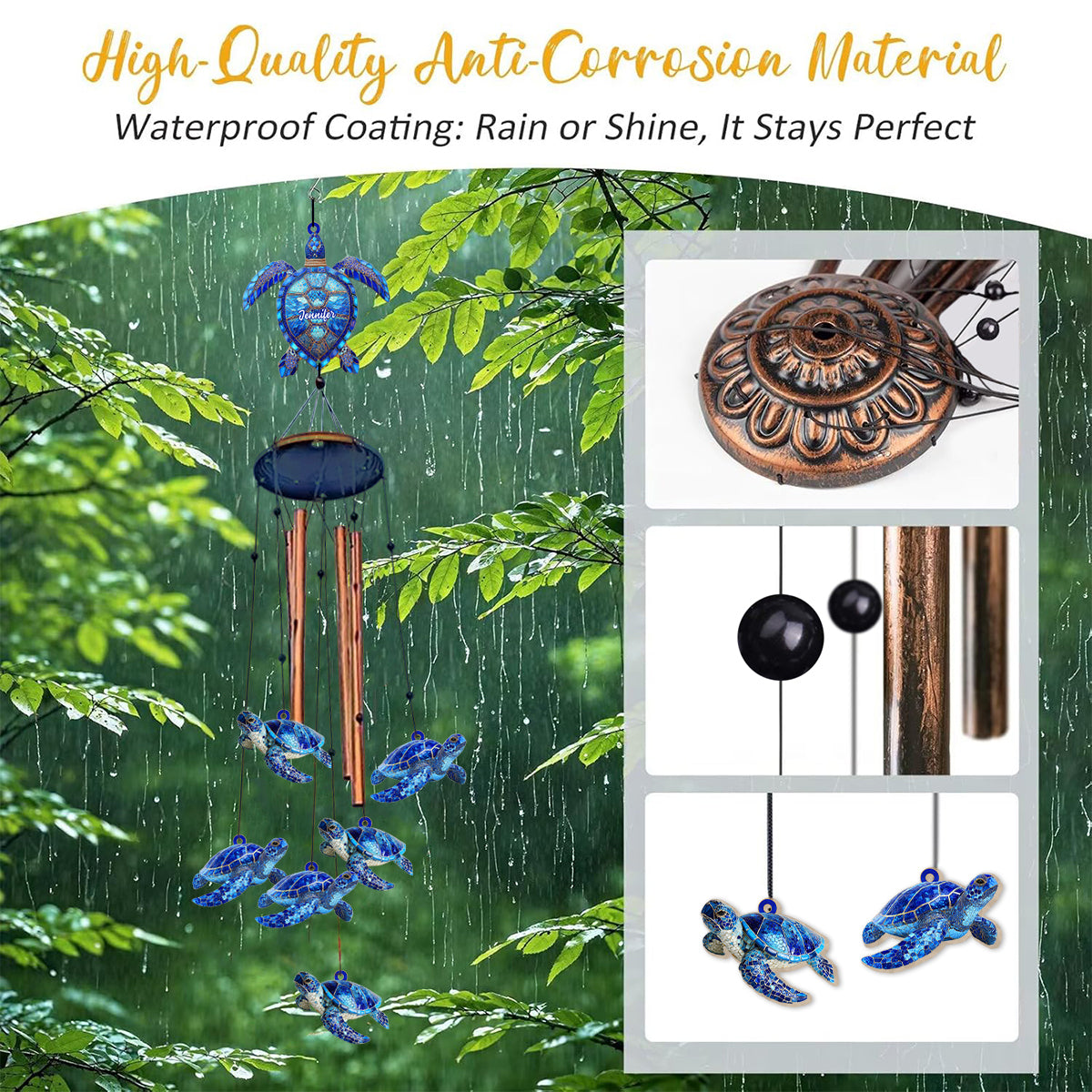 Love Sea Turtles - Personalized Turtle Wind Chime With Charms
