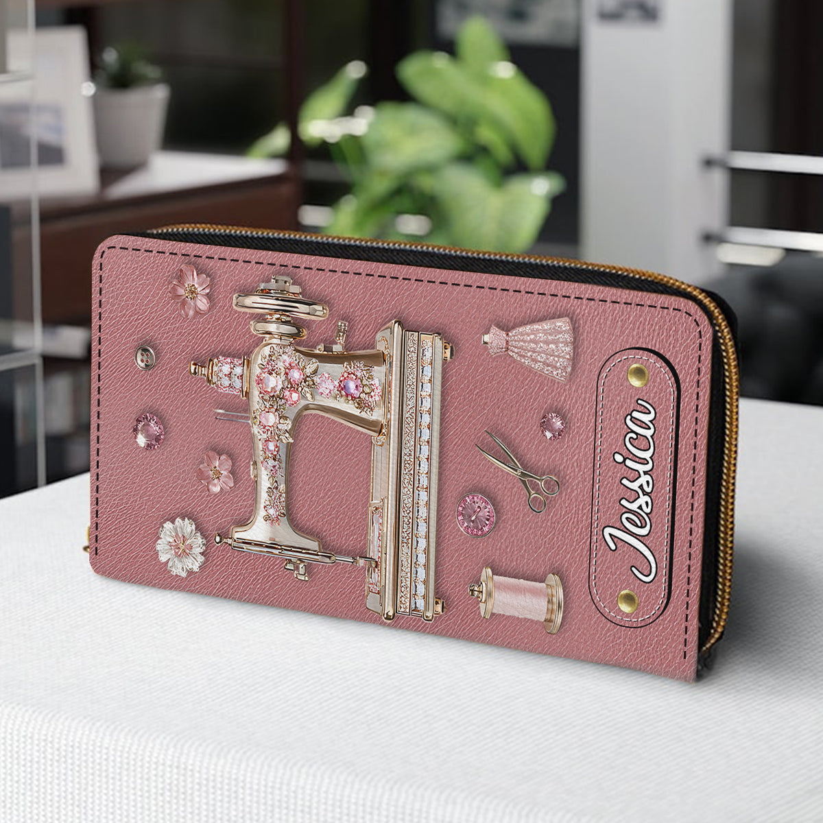 Beautiful Sewing Machine - Personalized Sewing Leather Long Wallet