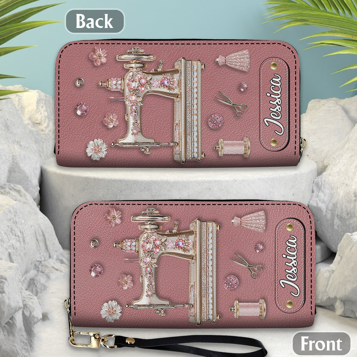 Beautiful Sewing Machine - Personalized Sewing Leather Long Wallet