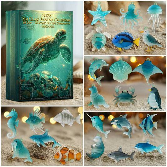 Beach Lovers - Personalized Sea Lover Advent Calendar With Ornaments