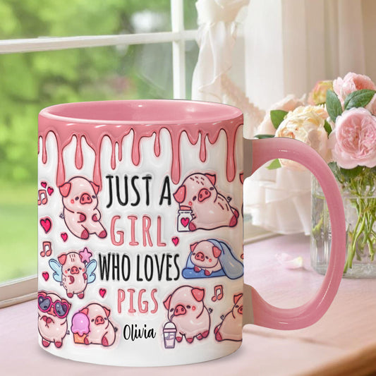Just A Girl Who Loves Pigs - Personalized Pig Lover Accent Mug